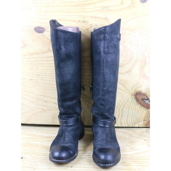 Rag and Bone Boots Womens 7 Black Suede Leather Riding Zip Up Tall Shoes - Picture 2 of 9